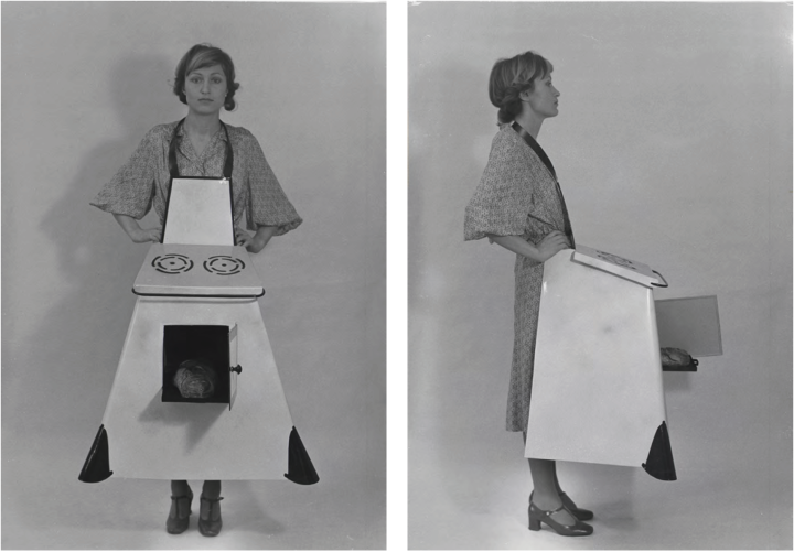 Birgit Jürgenssen, Housewives’ Kitchen Apron, 1974/2014. B/w photograph on Baryta paper, 50 x 40 cm each (Estate No. ph2847).