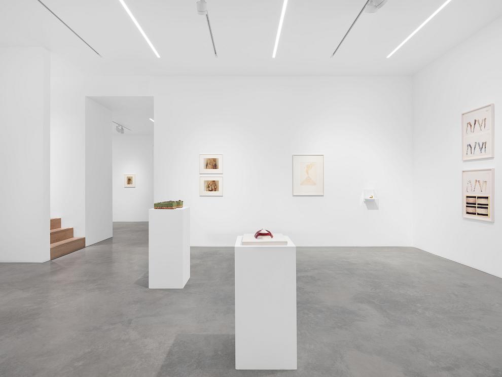 Installation view, Birgit Jürgenssen. Alison Jacques Gallery, London 2024. Photo: Michael Brzezinski.