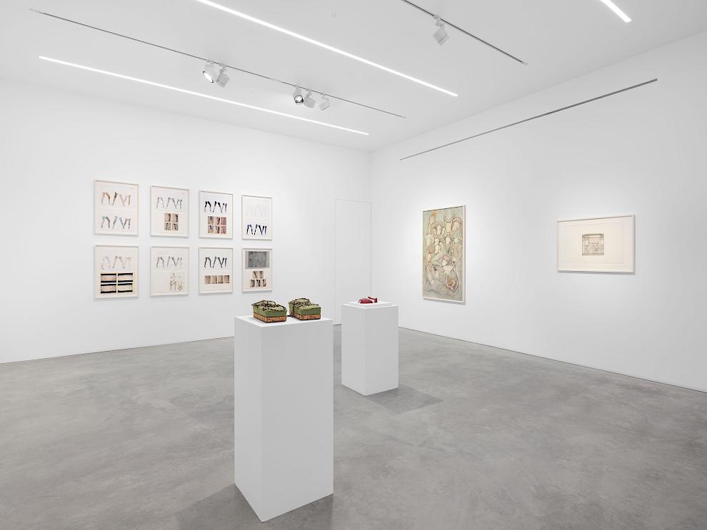 Installation view, Birgit Jürgenssen. Alison Jacques Gallery, London 2024. Photo: Michael Brzezinski.