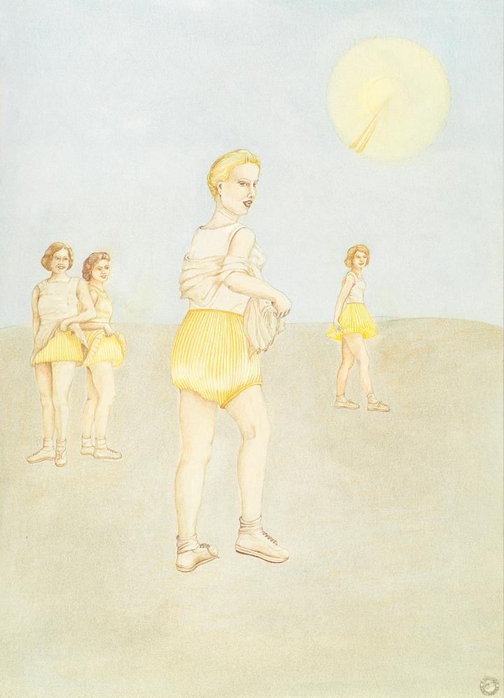 Birgit Jürgenssen, Ohne Titel, 1971, Farbstift, Bleistift auf Büttenkarton, 62.2 x 44.4 cm(Estate Nr.z96).