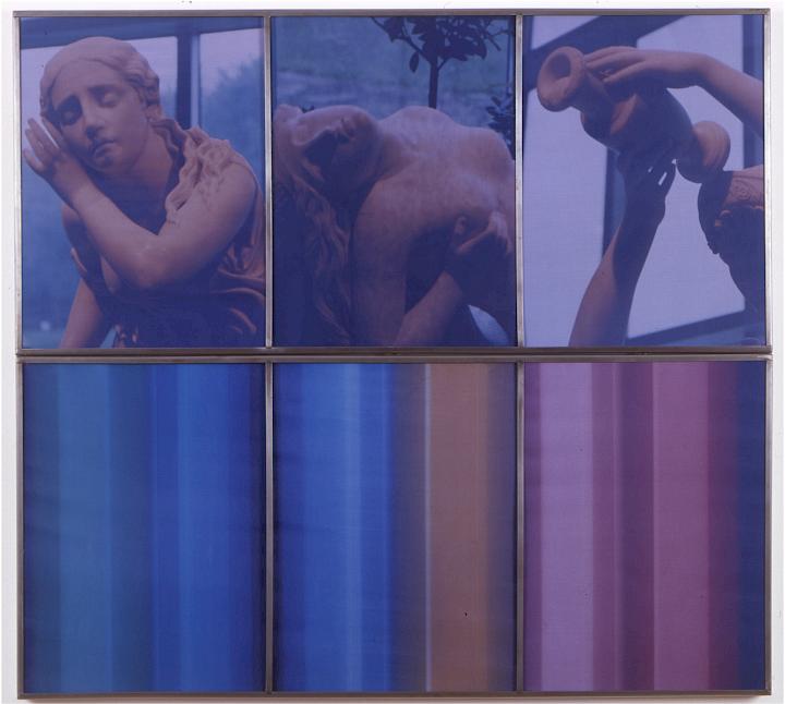 Birgit Jürgenssen, Ohne Titel, 1994, Farbfotos hinter Stoff, 80 x 90 cm (Estate Nr. ph1472).